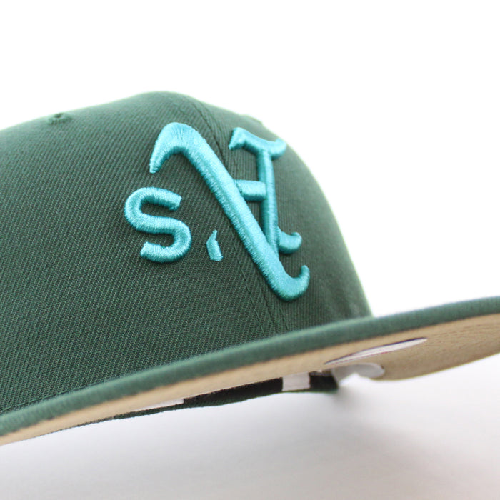 Oakland Athletics 50th Anniversary New Era 59Fifty Fitted Hat (Green Khaki Underbrim)