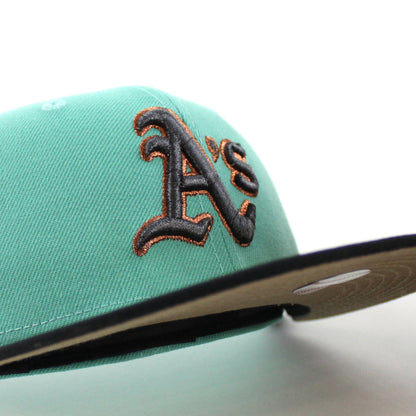 Oakland Athletics 50th Anniversary New Era 59Fifty Fitted Hat (Mint Black Khaki Under Brim)