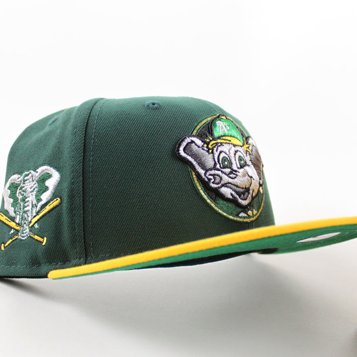 Oakland Athletics Elephant Patch New Era 59Fifty Fitted Hat (Dark Green Yellow Gray Under Brim)
