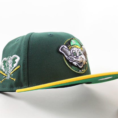 Oakland Athletics Elephant Patch New Era 59Fifty Fitted Hat (Dark Green Yellow Gray Under Brim)