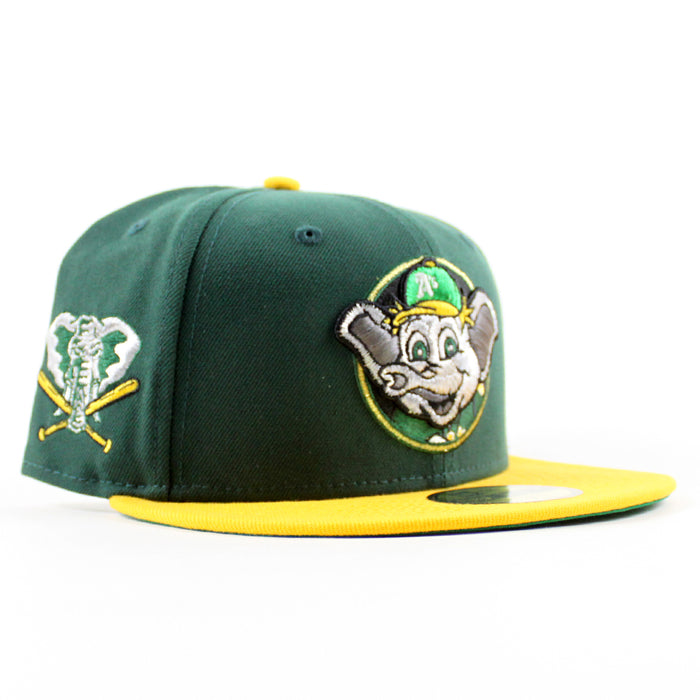 Oakland Athletics Elephant Patch New Era 59Fifty Fitted Hat (Dark Green Yellow Gray Under Brim)