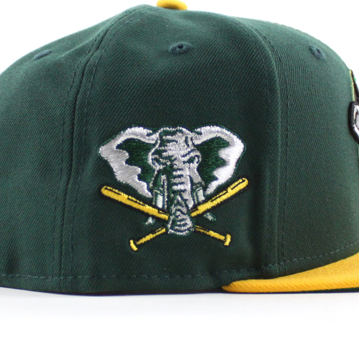 Oakland Athletics Elephant Patch New Era 59Fifty Fitted Hat (Dark Green Yellow Gray Under Brim)
