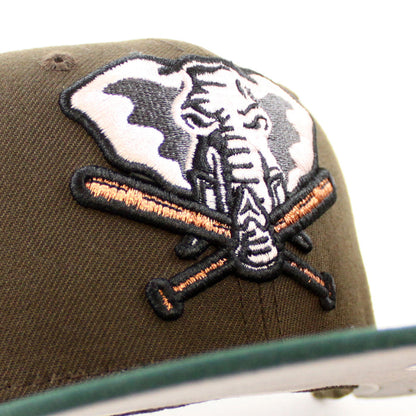 Oakland Athletics Swinging A’s New Era 59Fifty Fitted Hat (Walnut Green Gray Under Brim)