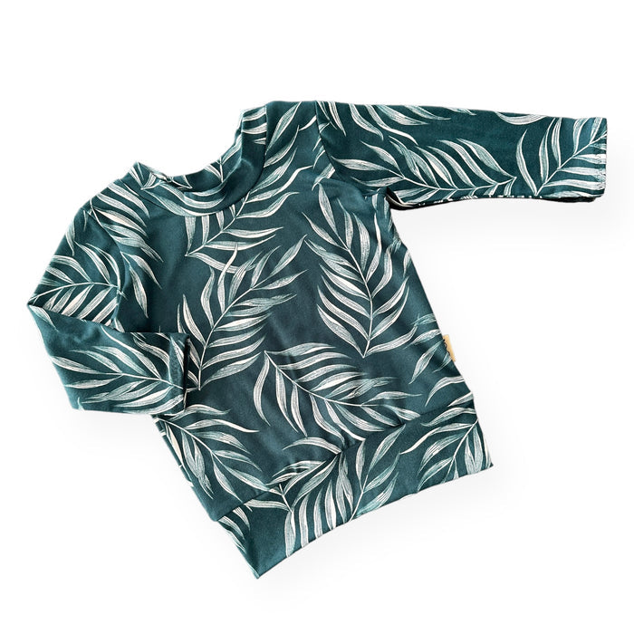 Ocean Teal Pampas Leaves Lounge Top