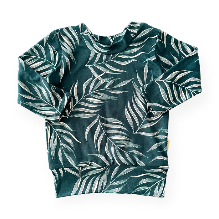 Ocean Teal Pampas Leaves Lounge Top