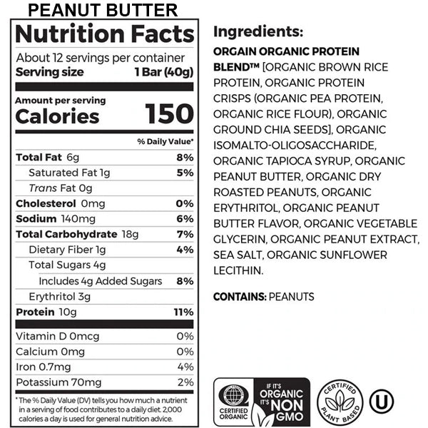 Orgain Protein Snack Bar 12pk