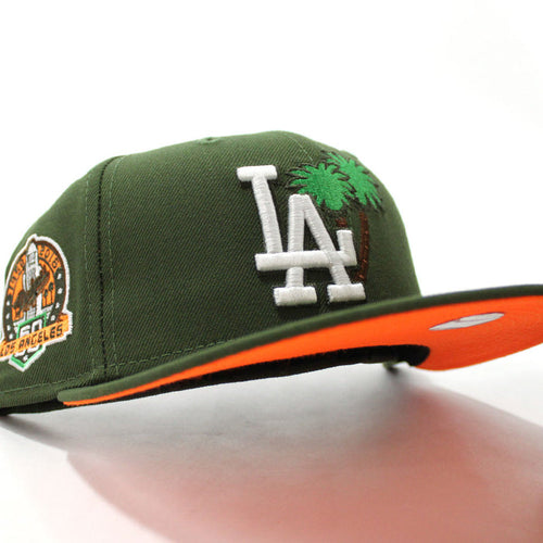 Palm Tree Los Angeles Dodgers 60th Anniversary New Era 59Fifty Fitted Hat (Hunter Green Orange Under Brim)