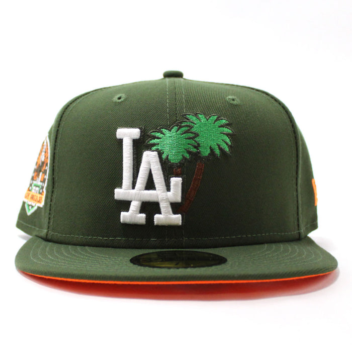 Palm Tree Los Angeles Dodgers 60th Anniversary New Era 59Fifty Fitted Hat (Hunter Green Orange Under Brim)
