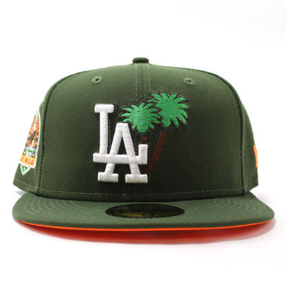 Palm Tree Los Angeles Dodgers 60th Anniversary New Era 59Fifty Fitted Hat (Hunter Green Orange Under Brim)