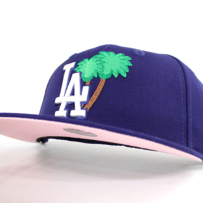 Palm Tree Los Angeles Dodgers New Era 59Fifty Fitted Hat (Blue Pink Under Brim)