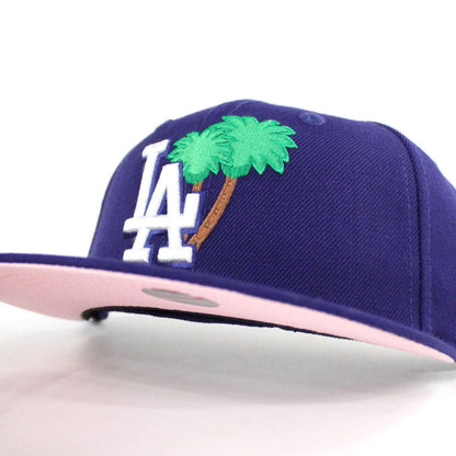 Palm Tree Los Angeles Dodgers New Era 59Fifty Fitted Hat (Blue Pink Under Brim)