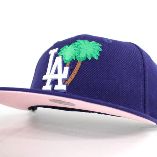 Palm Tree Los Angeles Dodgers New Era 59Fifty Fitted Hat (Blue Pink Under Brim)