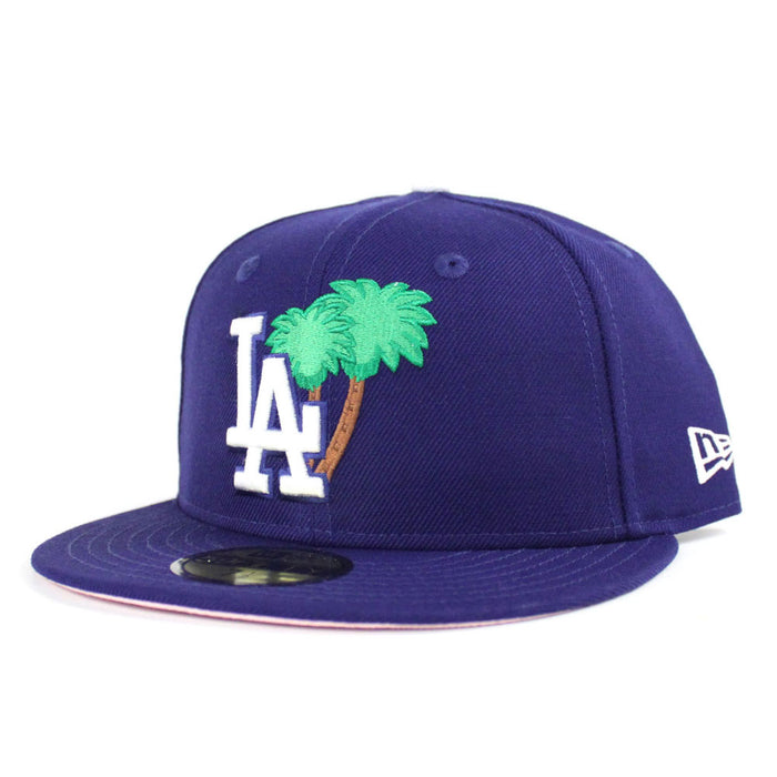 Palm Tree Los Angeles Dodgers New Era 59Fifty Fitted Hat (Blue Pink Under Brim)