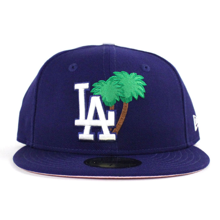 Palm Tree Los Angeles Dodgers New Era 59Fifty Fitted Hat (Blue Pink Under Brim)