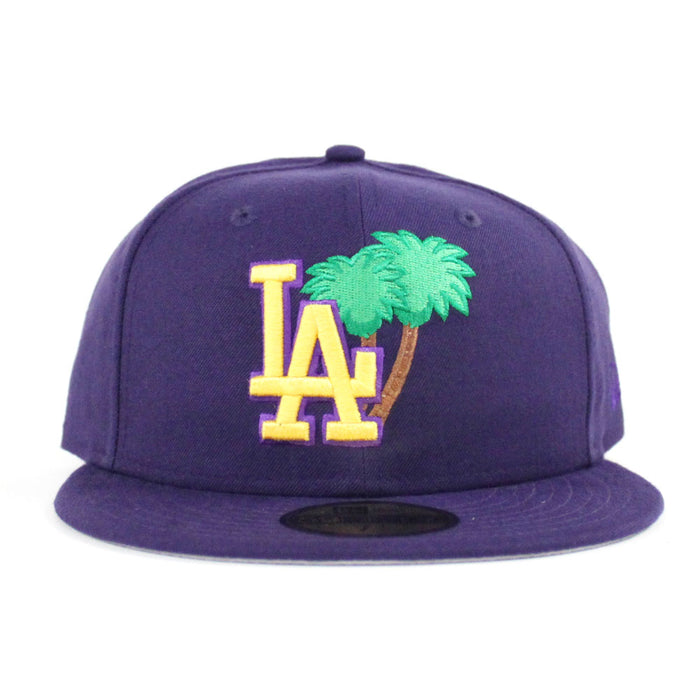 Palm Tree Los Angeles Dodgers New Era 59Fifty Fitted Hat (Purple Gray Under Brim)