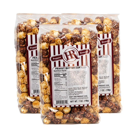 Peanut Butter Cup Popcorn | Pack of 3 | 7 oz | HR Poppin' Snacks