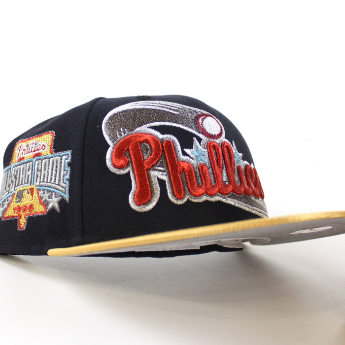 Philadelphia Phillies 1996 All Star Game 59Fifty New Era Fitted Hat (Navy Metallic Gold Gray Under Brim)