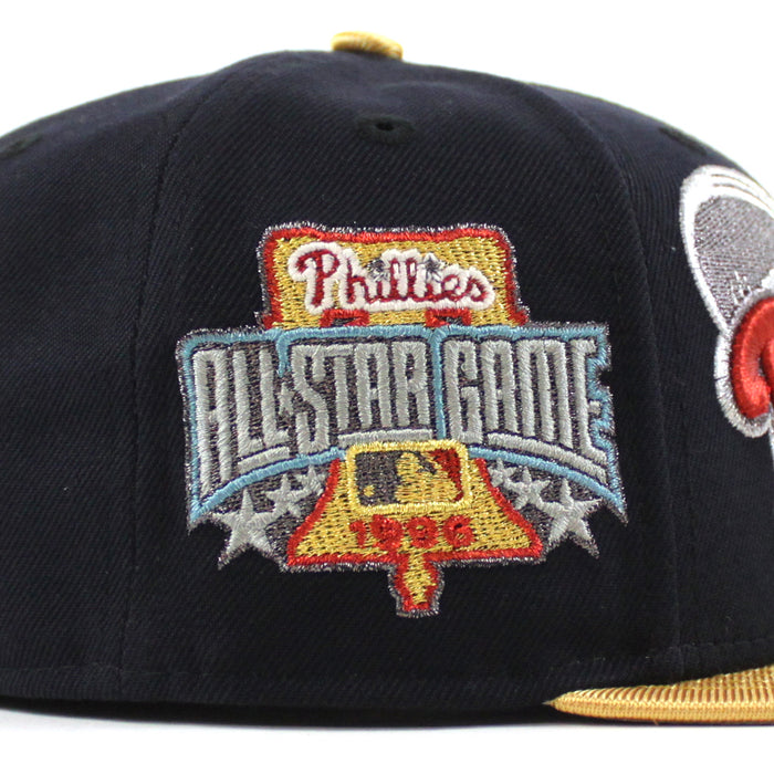 Philadelphia Phillies 1996 All Star Game 59Fifty New Era Fitted Hat (Navy Metallic Gold Gray Under Brim)