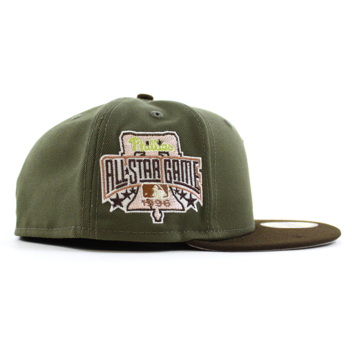 Philadelphia Phillies 1996 All Star Game 59Fifty New Era Fitted Hat (Olive Brown Gray Under Brim)