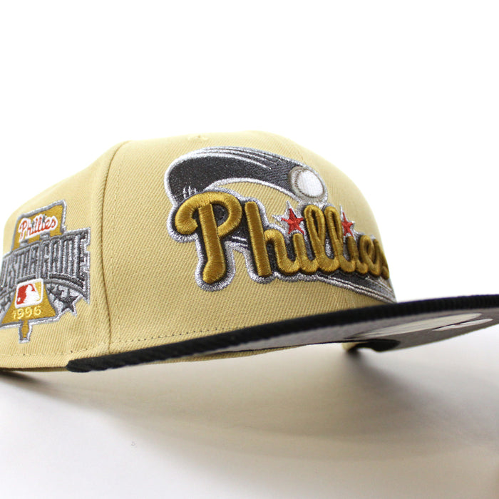 Philadelphia Phillies 1996 All Star Game 59Fifty New Era Fitted Hat (Vegas Gold Corduroy Gray Under Brim)
