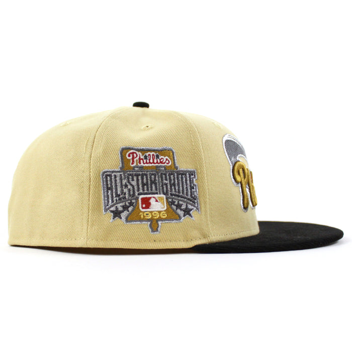 Philadelphia Phillies 1996 All Star Game 59Fifty New Era Fitted Hat (Vegas Gold Corduroy Gray Under Brim)