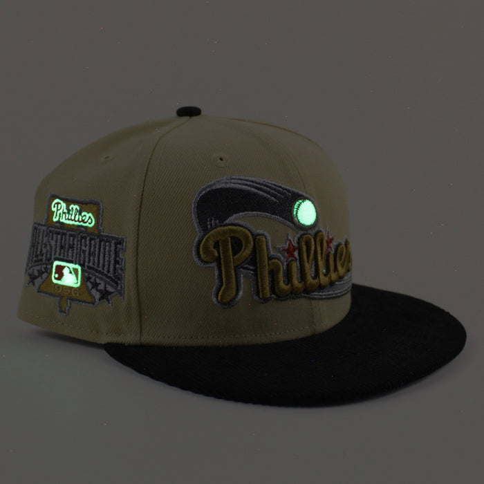 Philadelphia Phillies 1996 All Star Game 59Fifty New Era Fitted Hat (Vegas Gold Corduroy Gray Under Brim)