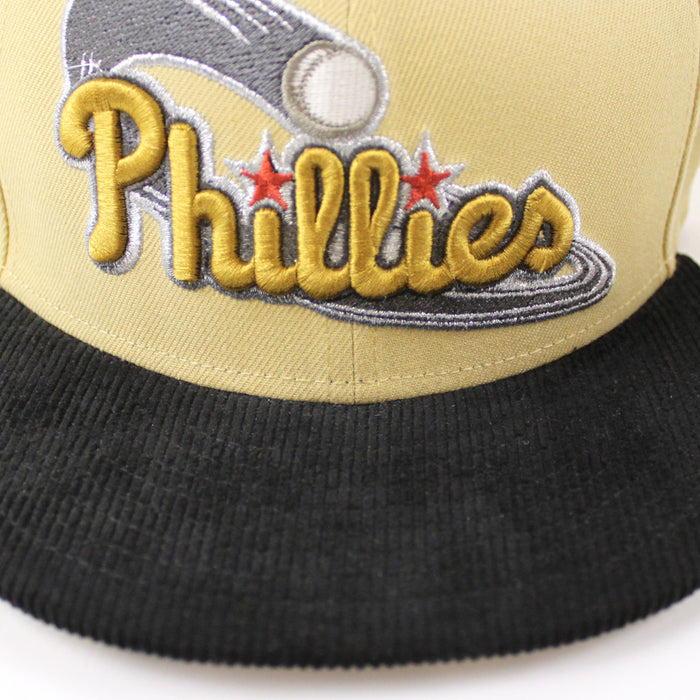Philadelphia Phillies 1996 All Star Game 59Fifty New Era Fitted Hat (Vegas Gold Corduroy Gray Under Brim)