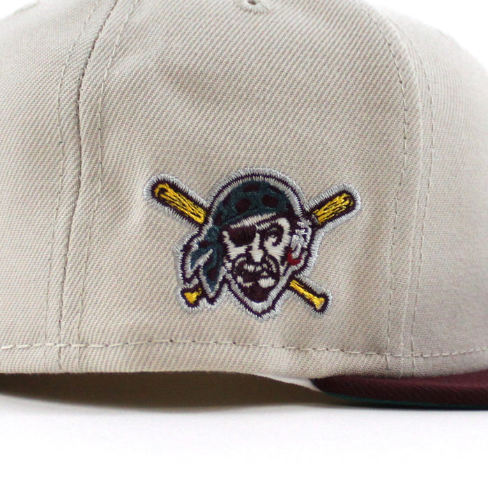 Pittsburgh Pirates PIRATES PATCH 59Fifty New Era Fitted Hat (STONE MAROON NORTHWEST GREEN Under Brim)