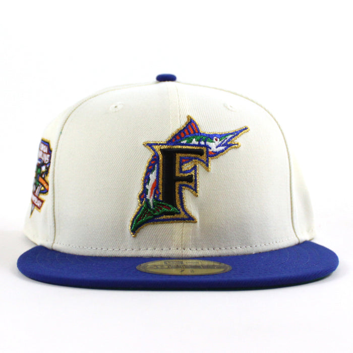 🚨PRE-ORDER🚨 Florida Marlins 10th Anniversary New Era 59Fifty Fitted Hat (Chrome White Royal Blue Green Under brim)