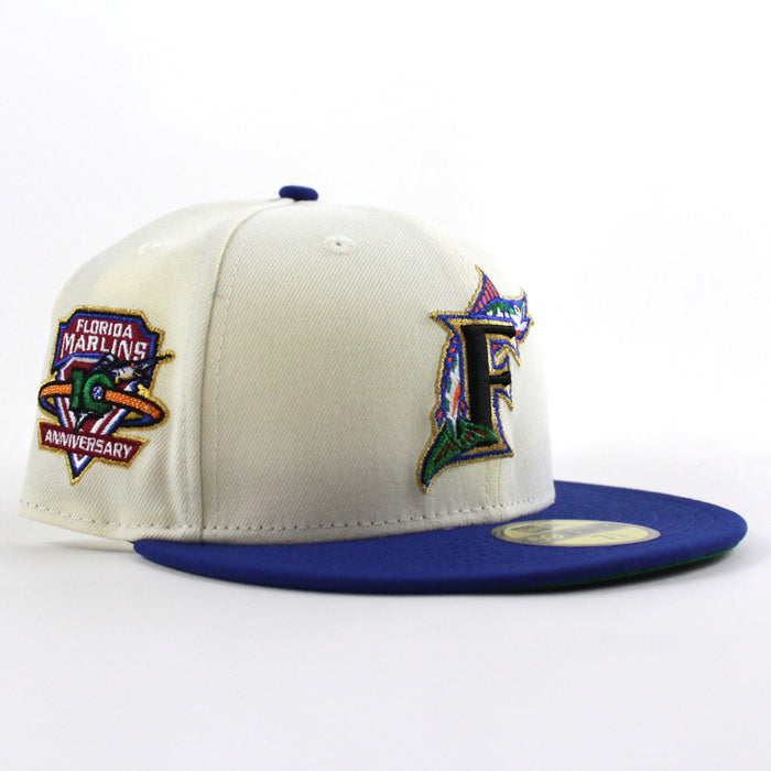 🚨PRE-ORDER🚨 Florida Marlins 10th Anniversary New Era 59Fifty Fitted Hat (Chrome White Royal Blue Green Under brim)
