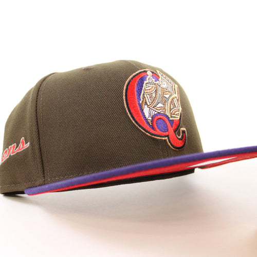 QUEENS KINGS QUEENS Patch New Era 59Fifty Fitted Hat (WALNUT PURPLE SCARLET Under Brim)