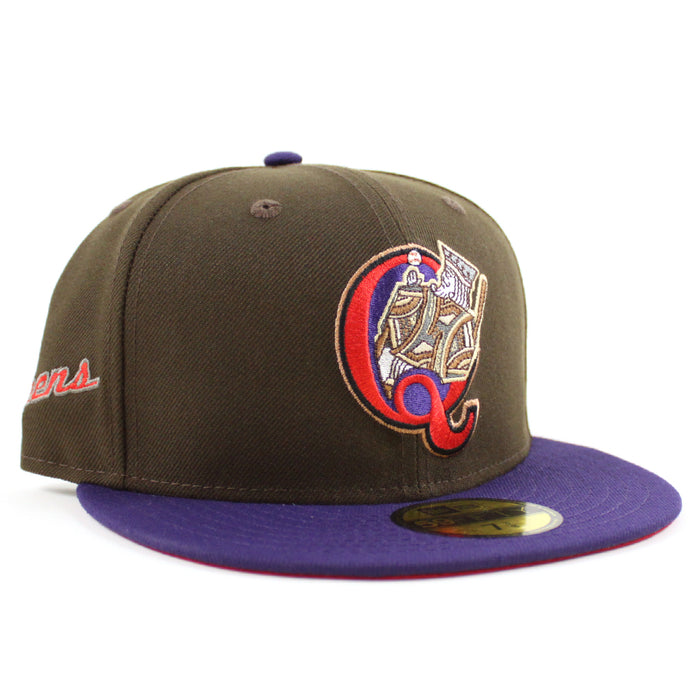 QUEENS KINGS QUEENS Patch New Era 59Fifty Fitted Hat (WALNUT PURPLE SCARLET Under Brim)