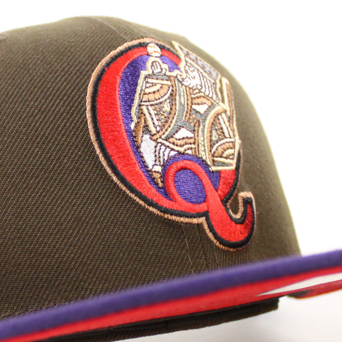 QUEENS KINGS QUEENS Patch New Era 59Fifty Fitted Hat (WALNUT PURPLE SCARLET Under Brim)