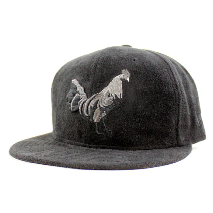 ROOSTER New Era 59Fifty Fitted Hat (Black Suede Black Under Brim)