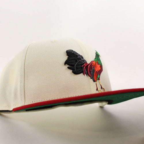 ROOSTER New Era 59Fifty Fitted Hat (Chrome White Scarlet Red Kelly Green Under Brim)