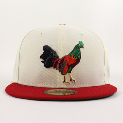 ROOSTER New Era 59Fifty Fitted Hat (Chrome White Scarlet Red Kelly Green Under Brim)