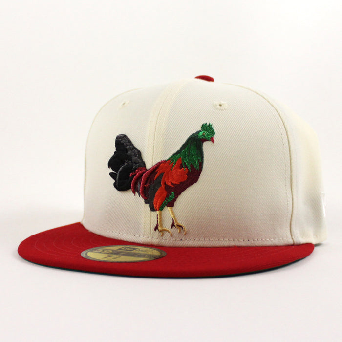 ROOSTER New Era 59Fifty Fitted Hat (Chrome White Scarlet Red Kelly Green Under Brim)