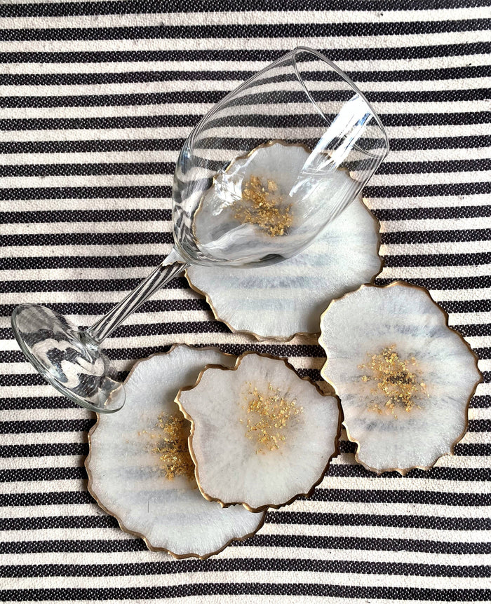 Rose & Gold Geode Resin Coaster Set