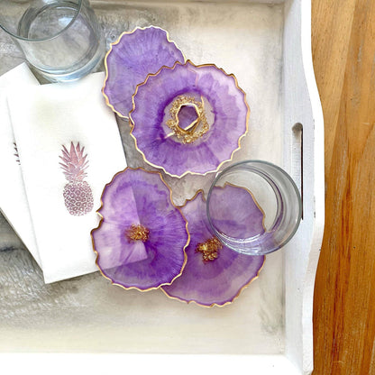 Rose & Gold Geode Resin Coaster Set