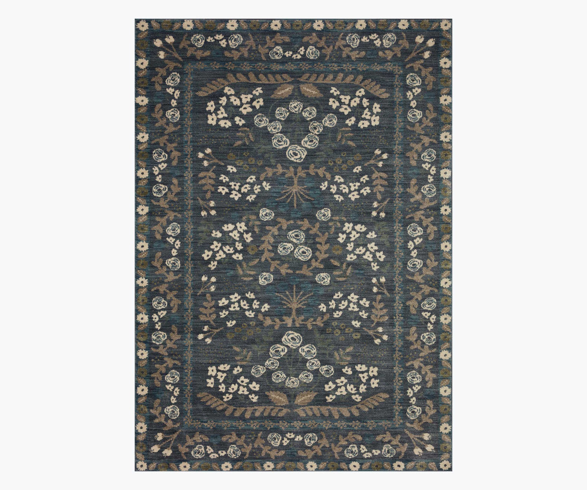Fiore Florence Power Loomed Rug -  Navy & Grey