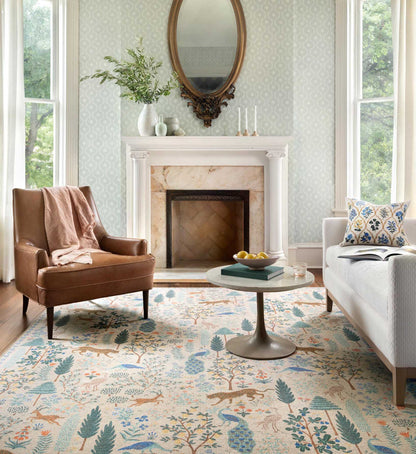 Menagerie Forest Printed Rug - Cream