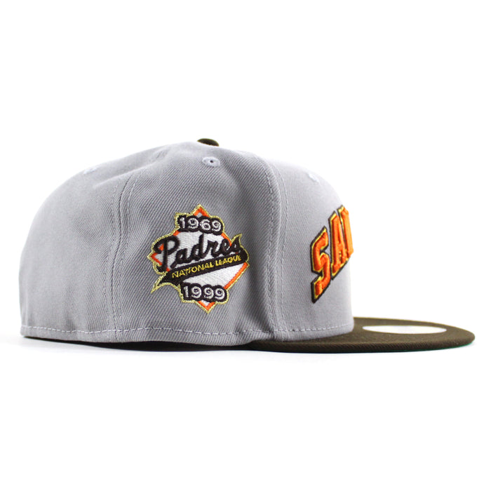 San Diego Padres 1969-1999 International league New Era 59Fifty Fitted Hat (Gray Walnut Green Under Brim)
