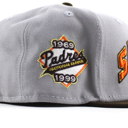 San Diego Padres 1969-1999 International league New Era 59Fifty Fitted Hat (Gray Walnut Green Under Brim)