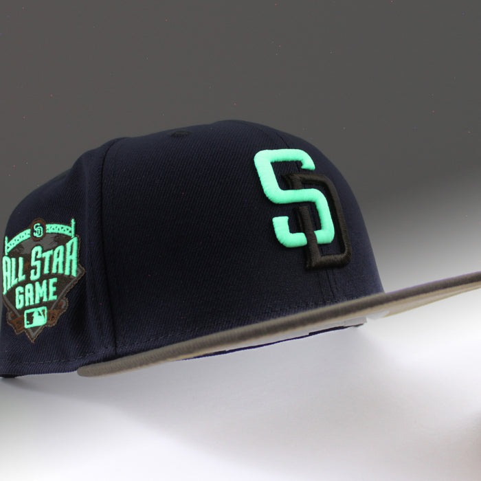 San Diego Padres 2016 All-Star Game New Era Fitted 59Fifty Hat (GITD Navy Brown Khaki Under Brim)