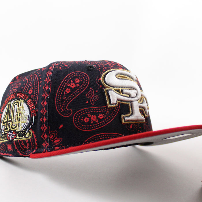 San Francisco 49ers 40th Anniversary New Era 59Fifty Fitted Hat (Black Red Paisley Green Under Brim)