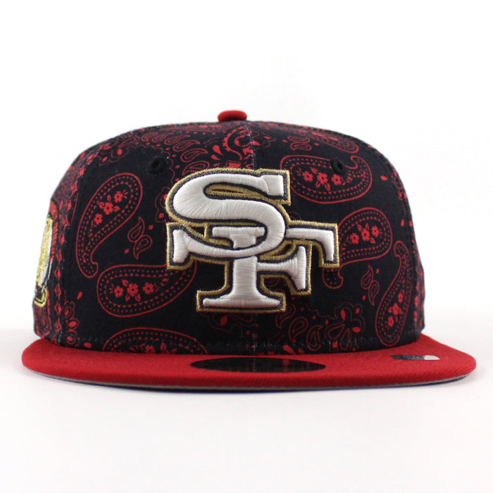 San Francisco 49ers 40th Anniversary New Era 59Fifty Fitted Hat (Black Red Paisley Green Under Brim)