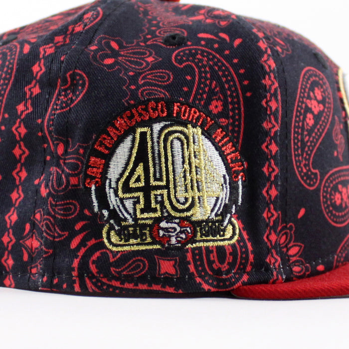 San Francisco 49ers 40th Anniversary New Era 59Fifty Fitted Hat (Black Red Paisley Green Under Brim)