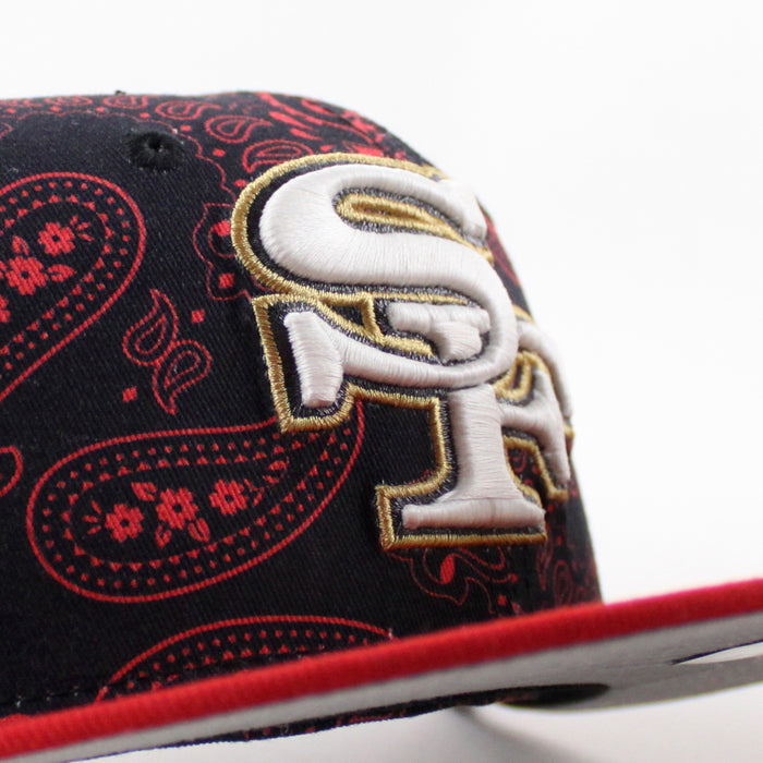 San Francisco 49ers 40th Anniversary New Era 59Fifty Fitted Hat (Black Red Paisley Green Under Brim)