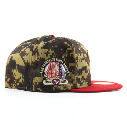 San Francisco 49ers 40th Anniversary New Era 59Fifty Fitted Hat (Digital Camo Red Gray Under Brim)