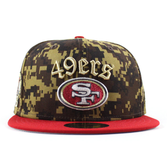 San Francisco 49ers 40th Anniversary New Era 59Fifty Fitted Hat (Digital Camo Red Gray Under Brim)